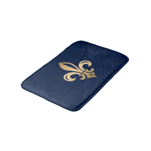 Luxurie Gold Fleur de Lis Navy Badmat (Gekanteld)