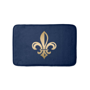 Luxurie Gold Fleur de Lis Navy Badmat