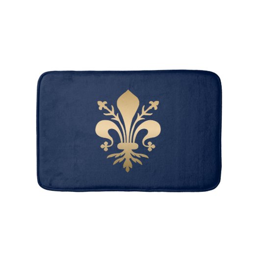 Luxurie Gold Fleur de Lis Navy Badmat (Voorkant)