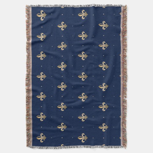 Luxurie Gold Fleur de Lis Navy Deken (Voorkant Verticaal)