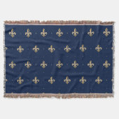 Luxurie Gold Fleur de Lis Navy Deken (Voorkant)