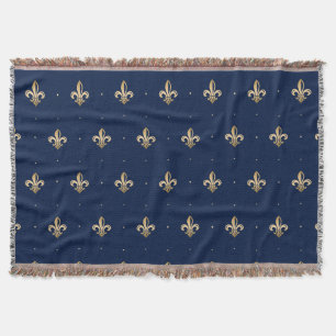 Luxurie Gold Fleur de Lis Navy Deken
