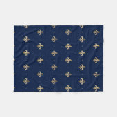 Luxurie Gold Fleur de Lis Navy Fleece Deken (Voorkant (Horizontaal))