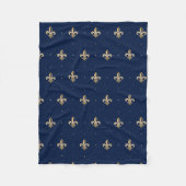 Luxurie Gold Fleur de Lis Navy Fleece Deken (Voorkant)