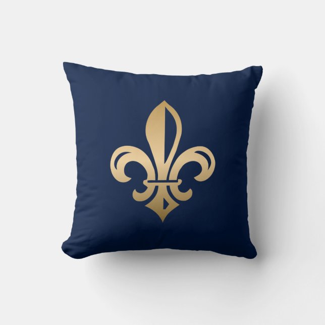 Luxurie Gold Fleur de Lis Navy Kussen (Voorkant)