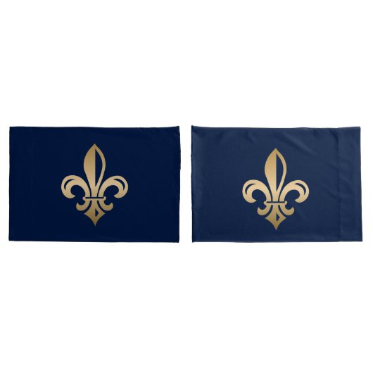 Luxurie Gold Fleur de Lis Navy Kussensloop (Achterkant-Set)