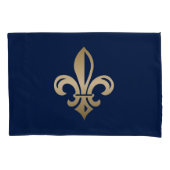 Luxurie Gold Fleur de Lis Navy Kussensloop (Voorkant-Links)