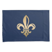 Luxurie Gold Fleur de Lis Navy Kussensloop (Voorkant-Rechts)