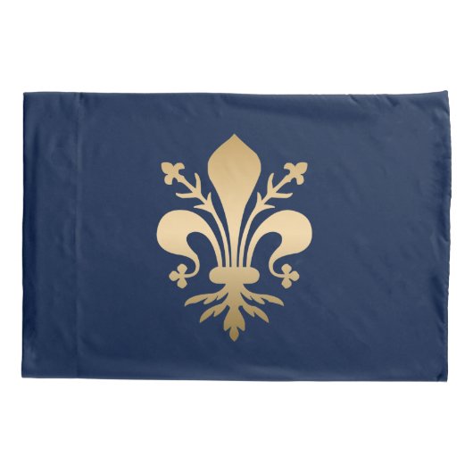 Luxurie Gold Fleur de Lis Navy Kussensloop (Achterkant)
