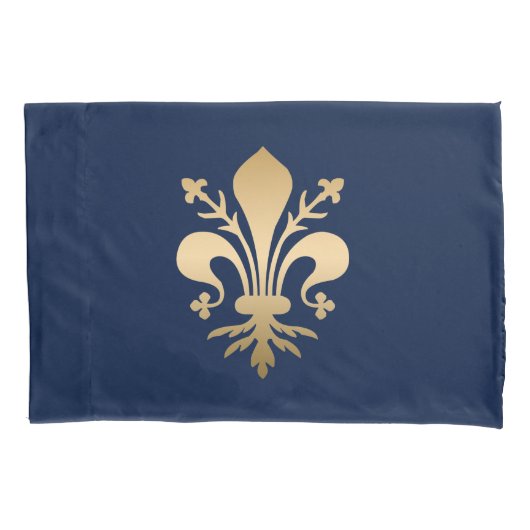 Luxurie Gold Fleur de Lis Navy Kussensloop (Voorkant)