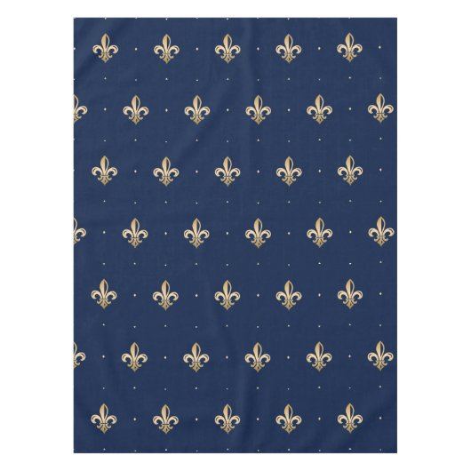 Luxurie Gold Fleur de Lis Navy Tafelkleed (Voorkant)