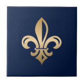Luxurie Gold Fleur de Lis Navy Tegeltje (Voorkant)