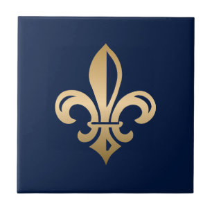 Luxurie Gold Fleur de Lis Navy Tegeltje