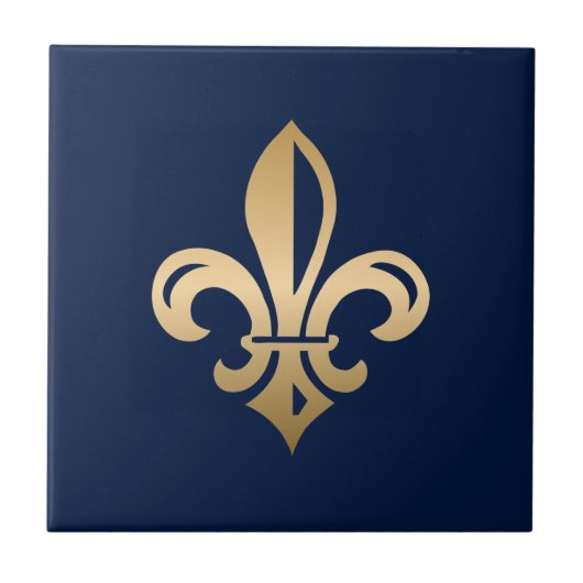 Luxurie Gold Fleur de Lis Navy Tegeltje (Voorkant)