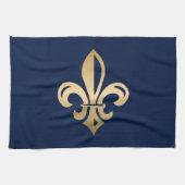 Luxurie Gold Fleur de Lis Navy Theedoek (Horizontaal)