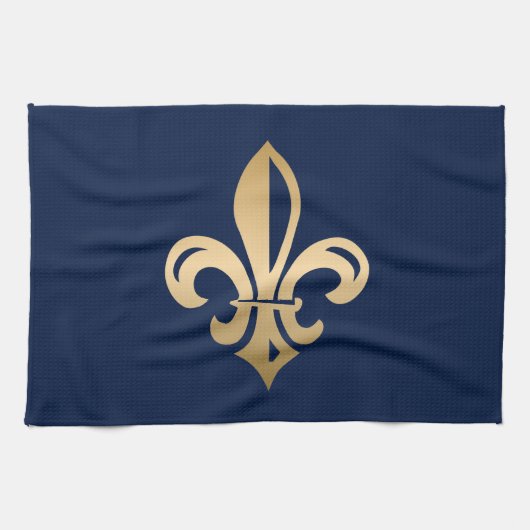 Luxurie Gold Fleur de Lis Navy Theedoek (Horizontaal)