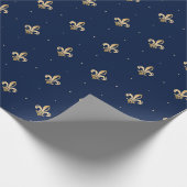 Luxurie Gold Fleur de Lis Pattern marine Cadeaupapier (Hoek)