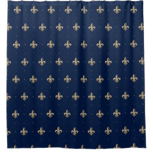 Luxurie Gold Fleur de Lis Pattern marine Douchegordijn