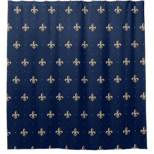 Luxurie Gold Fleur de Lis Pattern marine Douchegordijn (Voorkant)