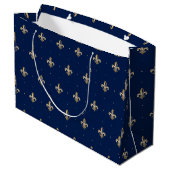 Luxurie Gold Fleur de Lis Pattern marine Groot Cadeauzakje (Achterkant Gekanteld)