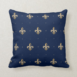 Luxurie Gold Fleur de Lis Pattern marine Kussen