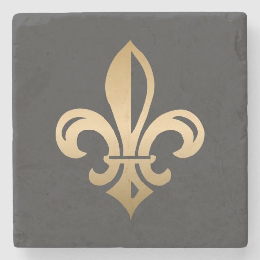 Luxurie Gold Fleur de Lis Stenen Onderzetter (Voorkant)