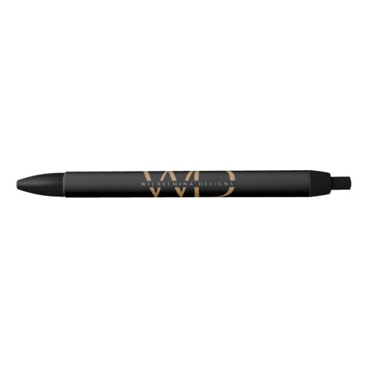  Luxurie Gold Monogram Elegant Typografie Zwarte Inkt Pen (Voorkant)