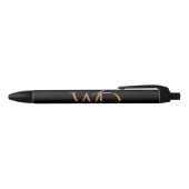  Luxurie Gold Monogram Elegant Typografie Zwarte Inkt Pen (Bovenkant)