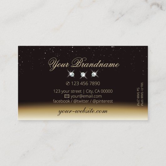 Luxurie gouden bruine mousserende diamanten legant visitekaartje (Achterkant)