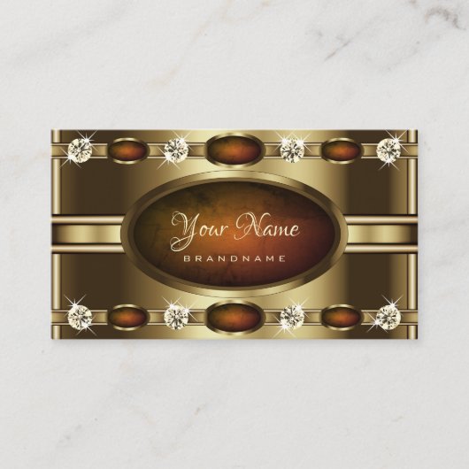 Luxurie gouden Sinaasappel Marble Faux Rhinestones Visitekaartje (Voorkant)