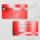 Luxurie Red Glitter Sparkle Stars Diamonds Visitekaartje (Voorkant / Achterkant)