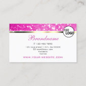 Luxurie roze glitter mousserende Logo Visitekaartje (Achterkant)