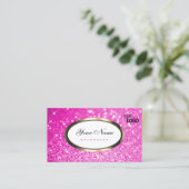 Luxurie roze glitter mousserende Logo Visitekaartje (Staand voorkant)