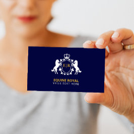 Luxurie White Royal Crest | Initiaal op marineblau Visitekaartje