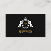 Luxurie White Royal Crest | Initiaal op zwart Visitekaartje (Voorkant)