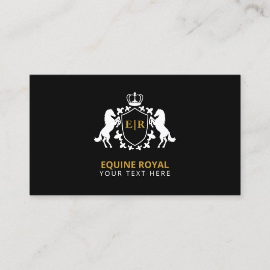 Luxurie White Royal Crest | Initiaal op zwart Visitekaartje (Voorkant)