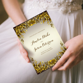 Luxurieachtig Regal Gold Lijst op Broken White Wed Kaart