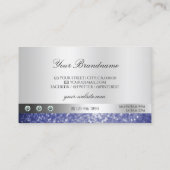 Luxurieblauw glitter met Logo Shimmery Silver Visitekaartje (Achterkant)