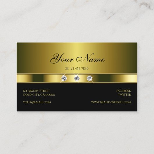 Luxuriegoud en zwart met Shimmery Rhinestones Visitekaartje (Achterkant)