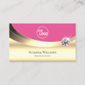 Luxuriegoudroze met Logo mousserende diamant Visitekaartje (Voorkant)