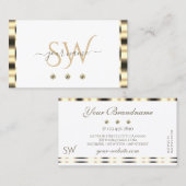 Luxuriegoudwitte mousserende diamanten monogram visitekaartje (Voorkant / Achterkant)