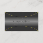 Luxuriegrijs met Chic Gold Border en Monogram Visitekaartje (Voorkant)