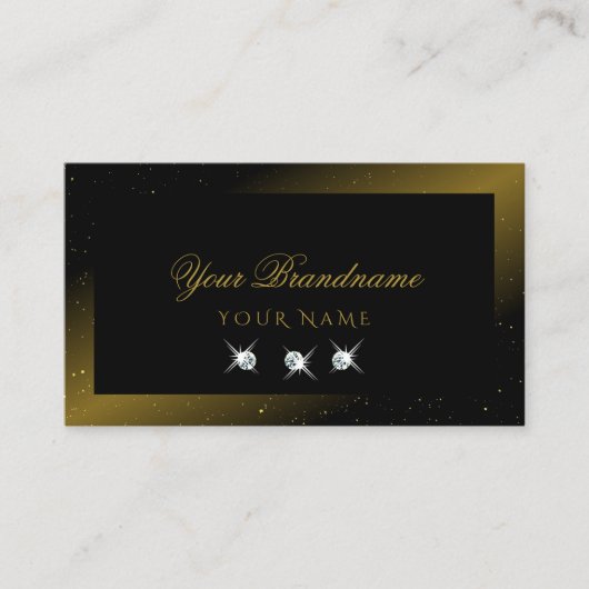 Luxuries Black en Gold Sparking Diamonds Modern Visitekaartje (Voorkant)