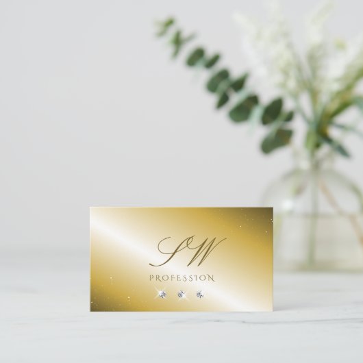 Luxuries Gold Silver Sparging Diamonds Initialen Visitekaartje (Staand voorkant)