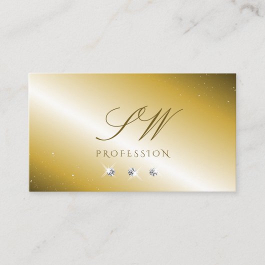 Luxuries Gold Silver Sparging Diamonds Initialen Visitekaartje (Voorkant)