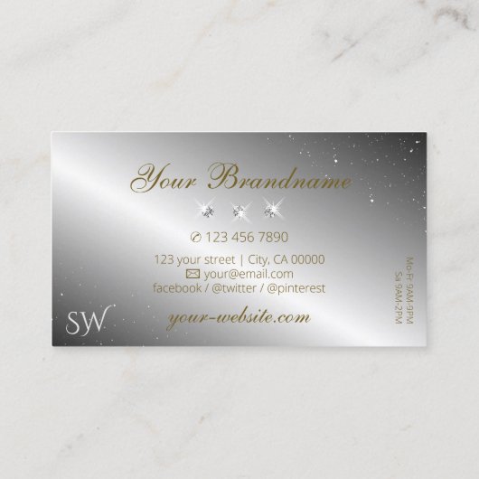 Luxuries Gold Silver Sparking Diamonds Monogram Visitekaartje (Achterkant)