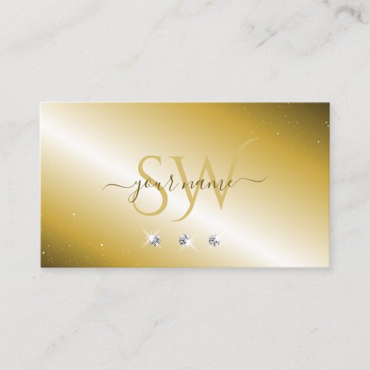 Luxuries Gold Silver Sparking Diamonds Monogram Visitekaartje (Voorkant)