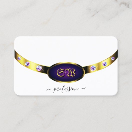 Luxuries Gold White en Paarse Monogram Diamonds Visitekaartje (Voorkant)