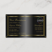 Luxurieus Black Gold Decor met monogram en Logo Visitekaartje (Achterkant)