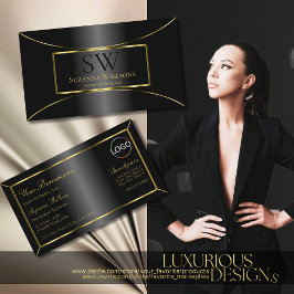 Luxurieus Black Gold Decor met monogram en Logo Visitekaartje